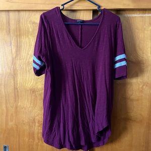 Torrid Maroon 1x Football Jersey Tunic Tshirt w/ Gray Stripes
